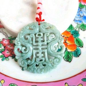100% Cert'd Jadeite Jade Longevity Pendant Necklace NWT*